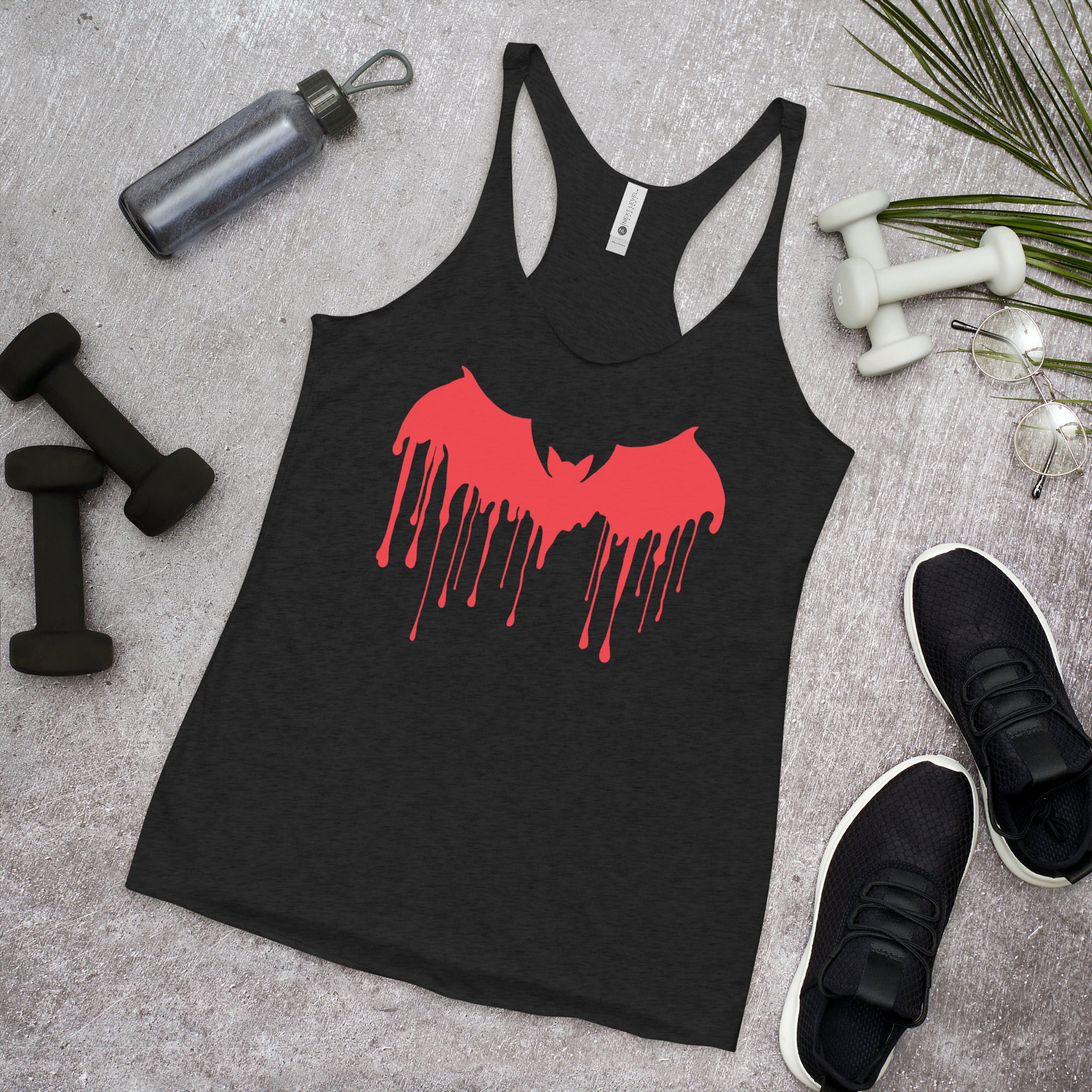Red Blood Drip Melting Vampire Bat Women's Racerback Tank Top Shirt - Edge of Life Designs