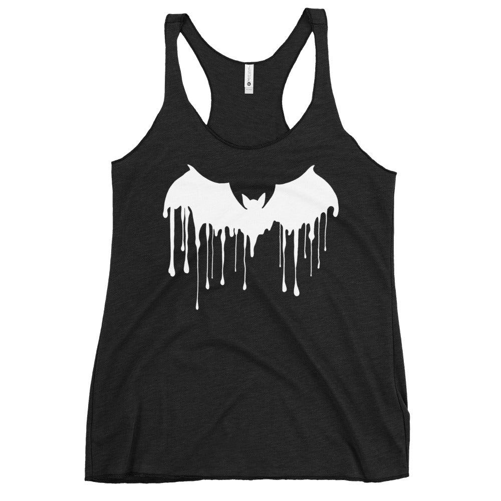 White Drip Melting Vampire Bat Women's Racerback Tank Top Shirt - Edge of Life Designs