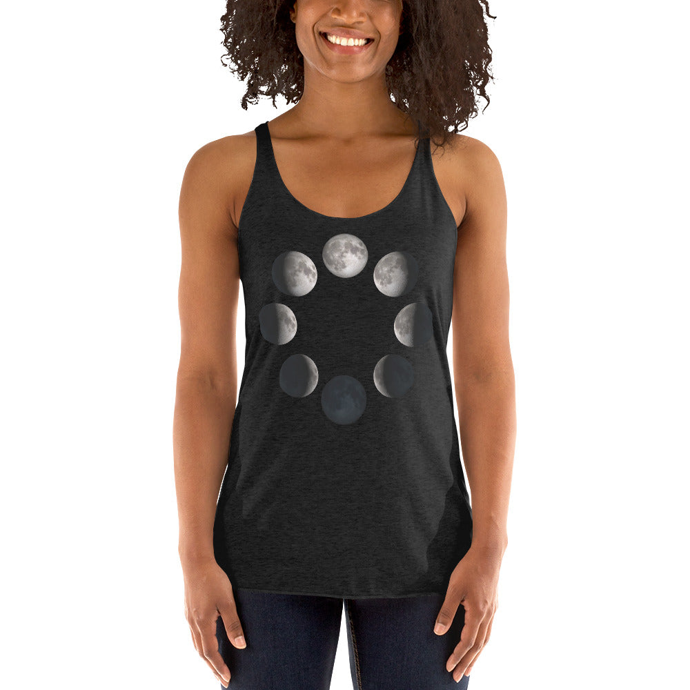 Lunar Moon Phases Astrology Women's Racerback Tank Top Shirt - Edge of Life Designs