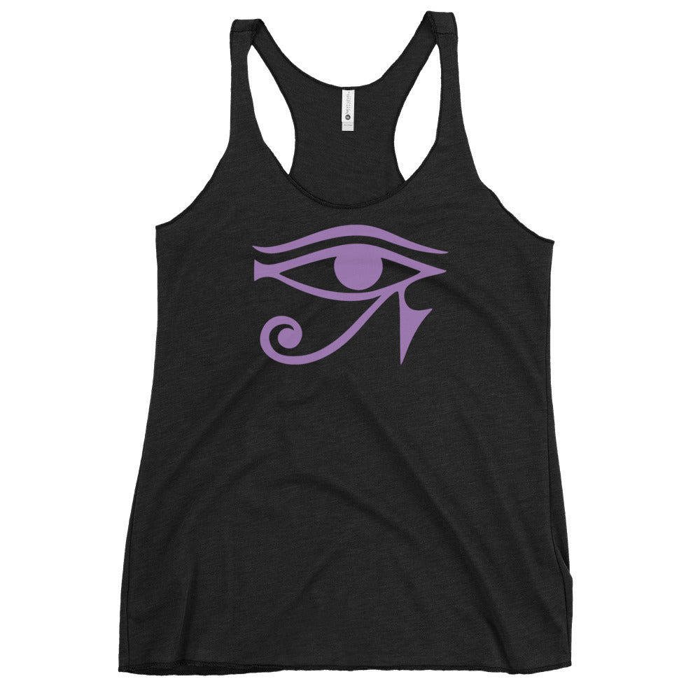 Eye of Ra Egyptian Goddess Women's Racerback Tank Purple Print - Edge of Life Designs