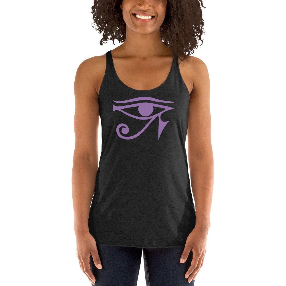 Eye of Ra Egyptian Goddess Women's Racerback Tank Purple Print - Edge of Life Designs