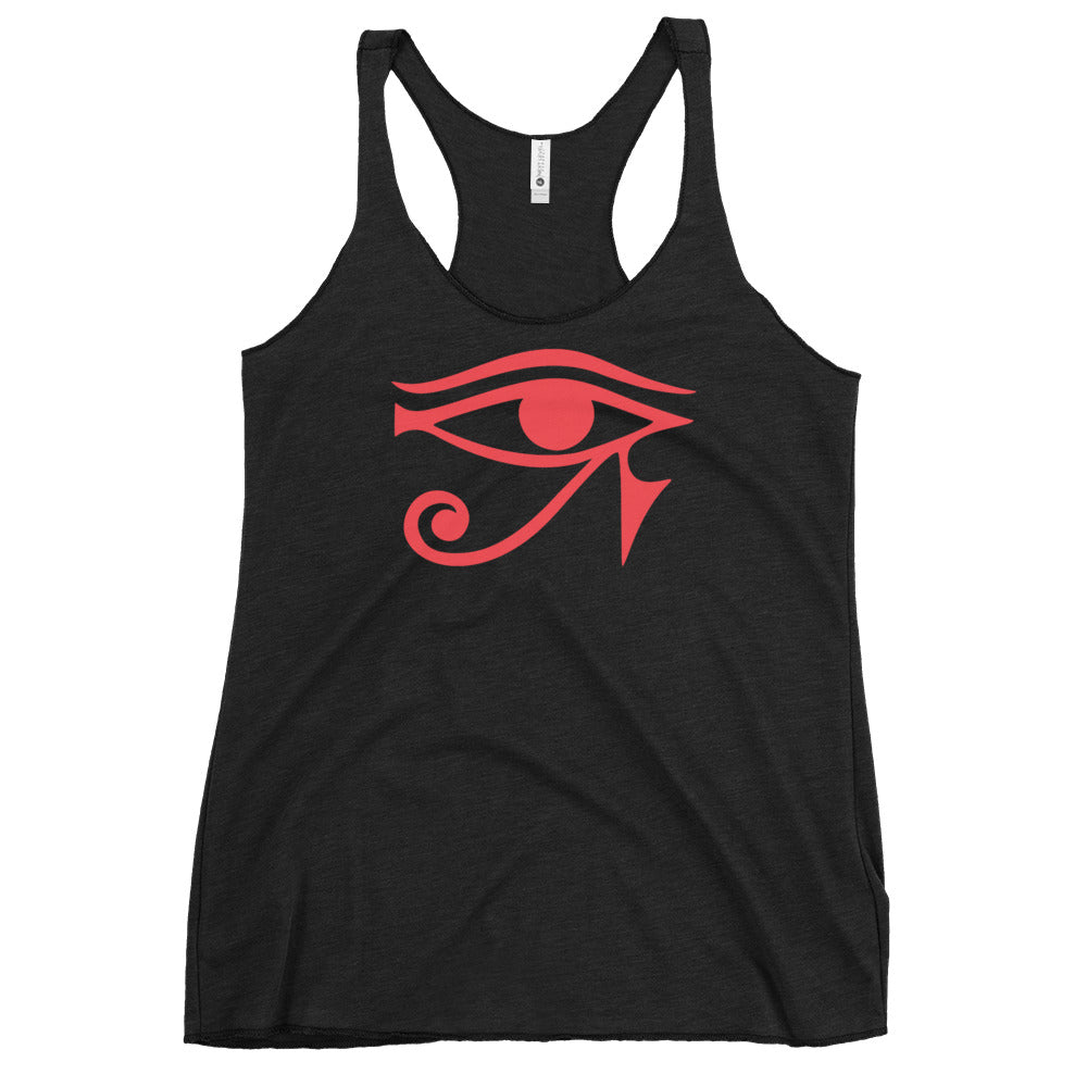 Eye of Ra Egyptian Goddess Women's Racerback Tank Top Shirt Red Print - Edge of Life Designs