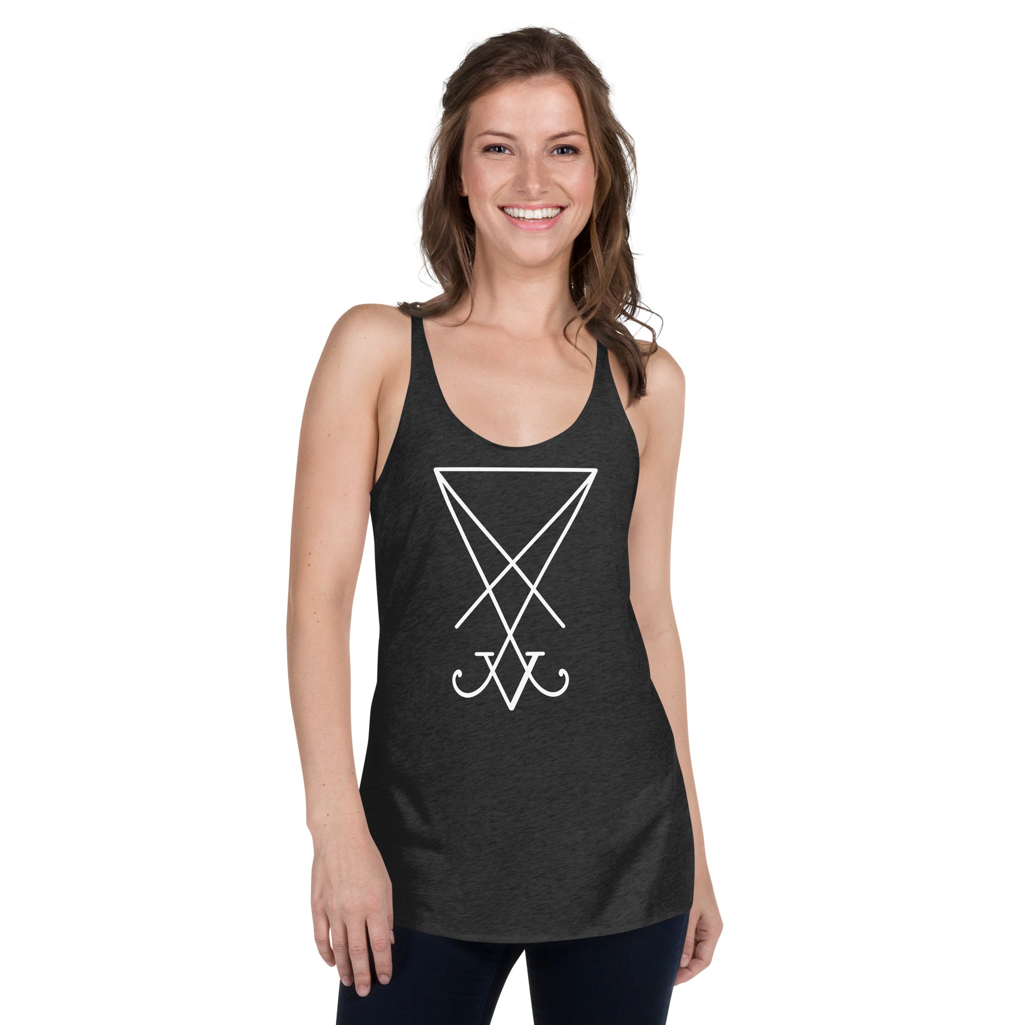 White Sigil of Lucifer (Seal of Satan) The Grimoire of Truth Women's Racerback Tank Top Shirt