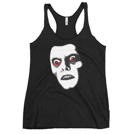 Pazuzu graphic on women's racerback tank, front view