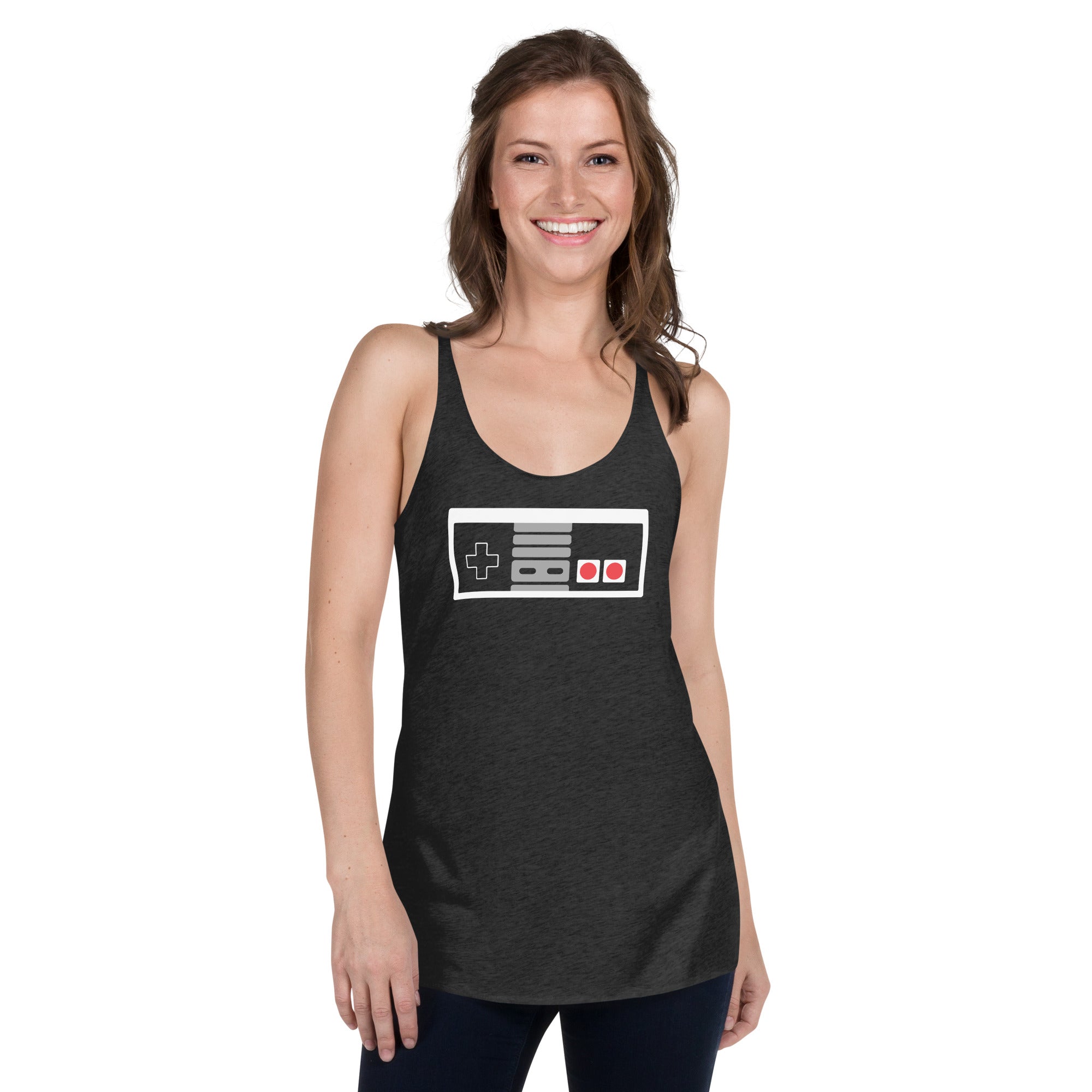 Classic 80's Style Game Controller Women's Racerback Tank Top Shirt