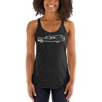 Classic Funeral Hearse graphic on women's racerback tank, front view