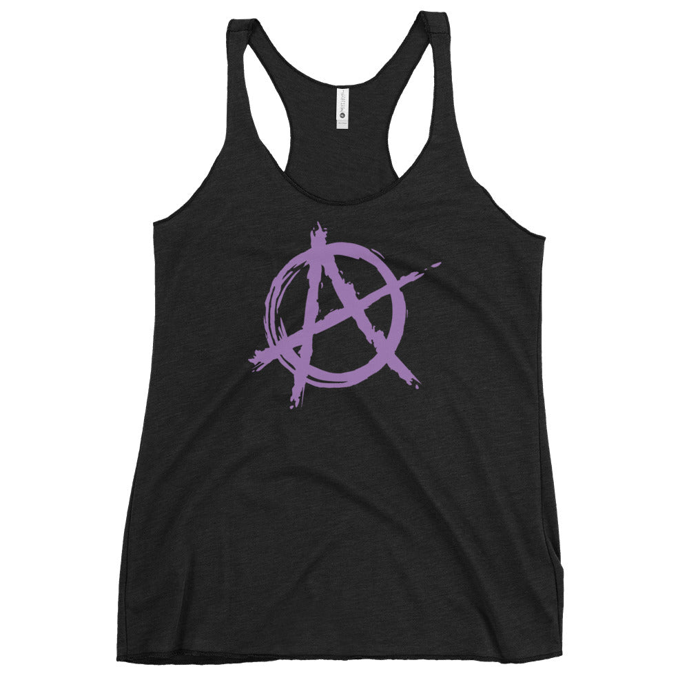 Purple Anarchy is Order Symbol Punk Rock Women's Racerback Tank Top Shirt