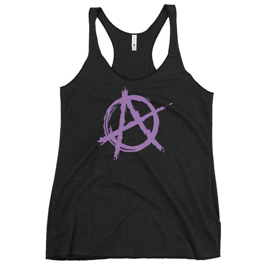 Anarchy Symbol graphic on women's racerback tank, front view