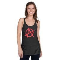 Anarchy Symbol graphic on women's racerback tank, front view