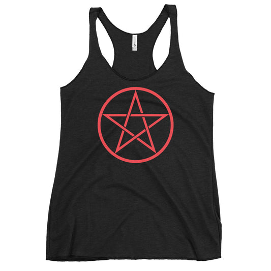 Wiccan Pentacle graphic on women's racerback tank, front view