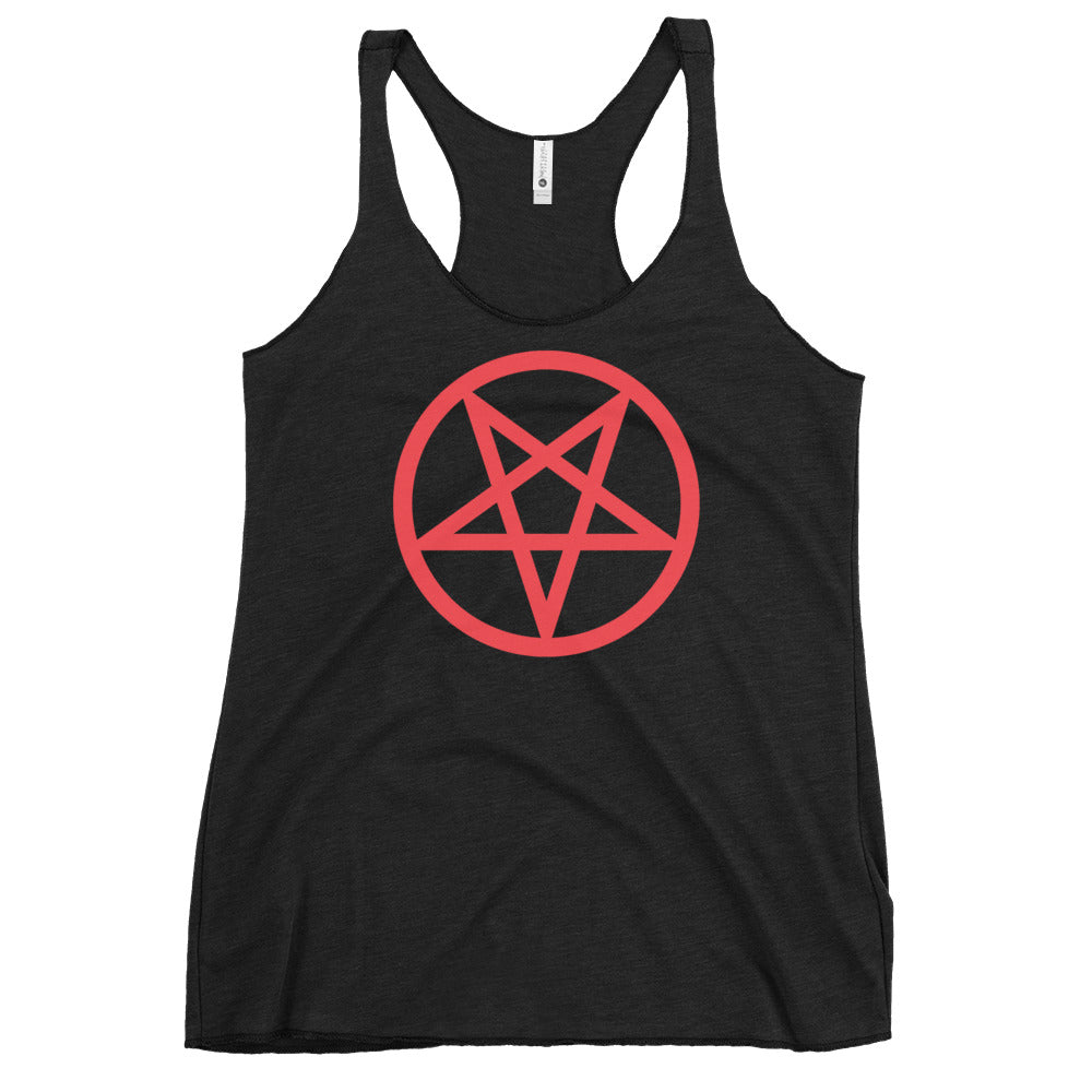 Red Classic Inverted Pentagram Occult Symbol Women's Racerback Tank Top Shirt