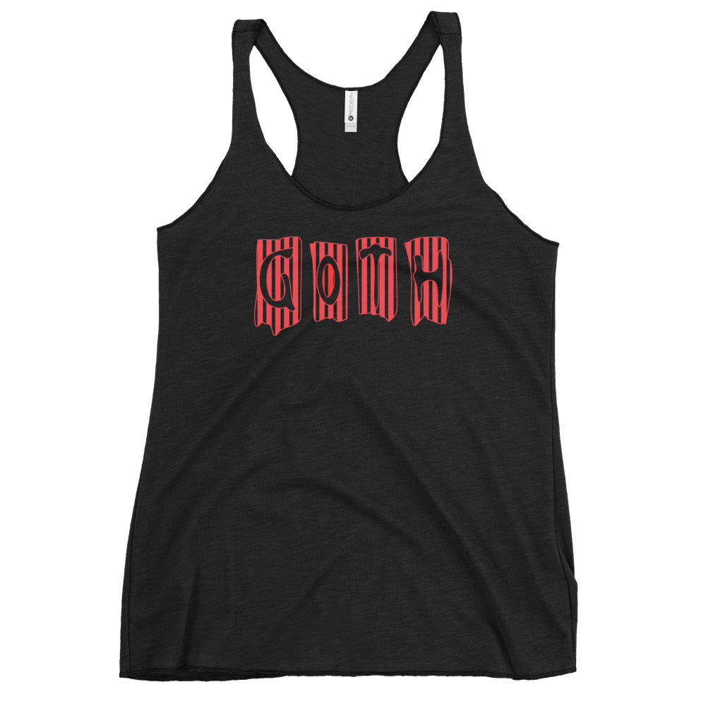 Black and Red Vertical Stripe Goth Wallpaper Style Women's Racerback Tank Top Shirt