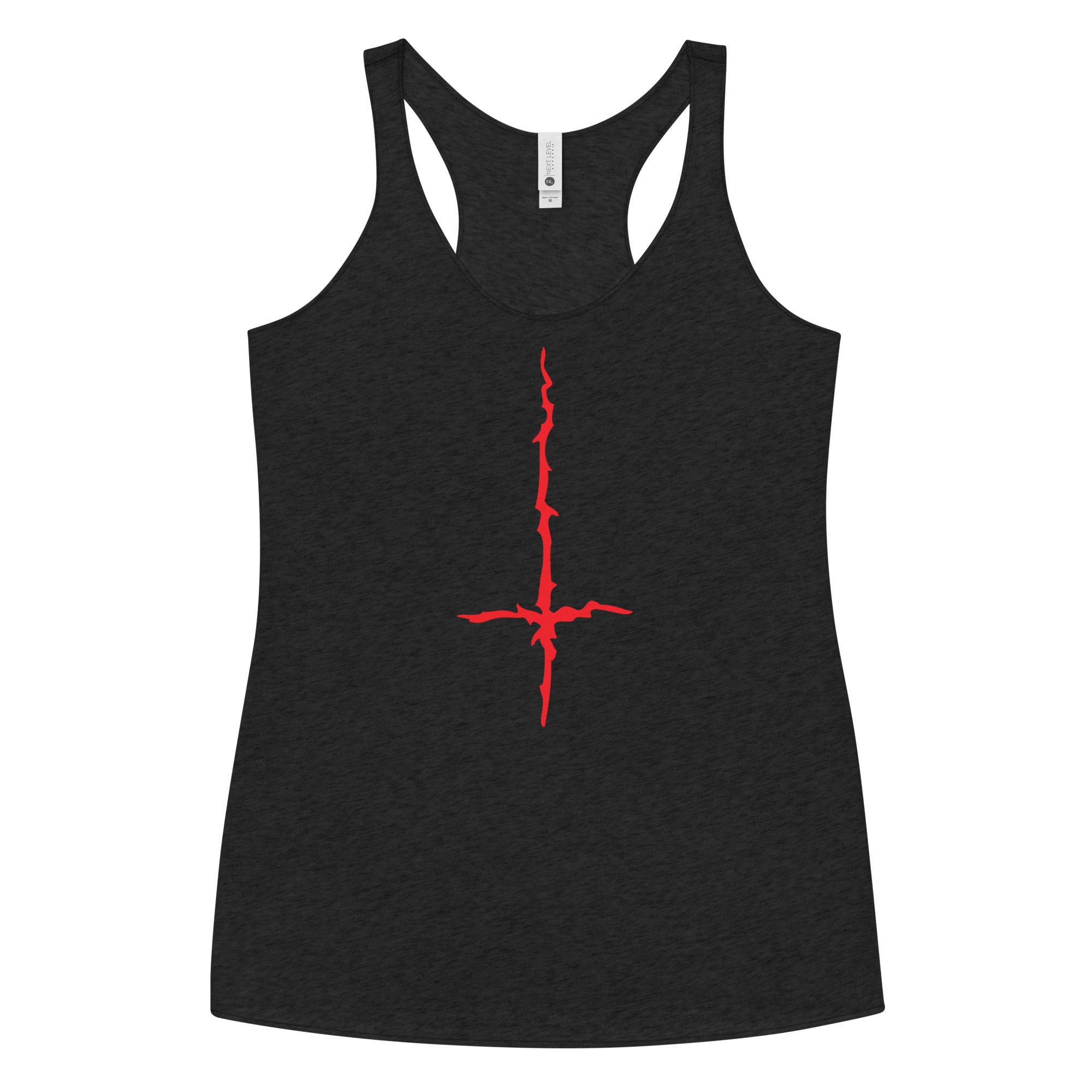 Red Melting Inverted Cross Black Metal Style Women's Racerback Tank Top Shirt