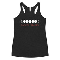 Lunar Moon Phases graphic on women's racerback tank, front view