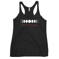 Lunar Moon Phases graphic on women's racerback tank, front view