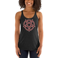 Inverted Pentagram graphic on women's racerback tank, front view