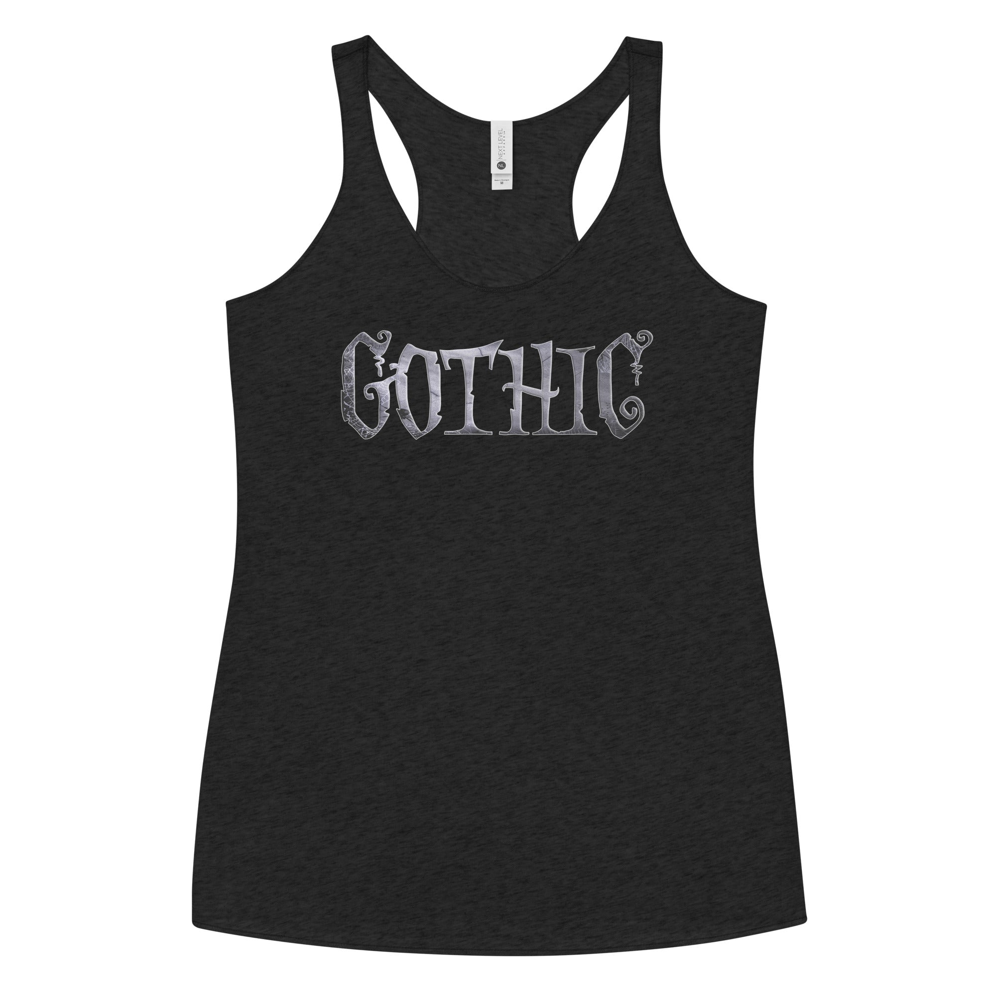 Gothic Spider Web Style Letters Dark Goth Women's Racerback Tank Top Shirt