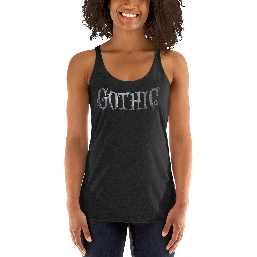 Gothic Spider Web Style Letters Dark Goth Women's Racerback Tank Top Shirt