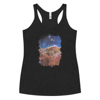Carina Nebula graphic on women's racerback tank, front view