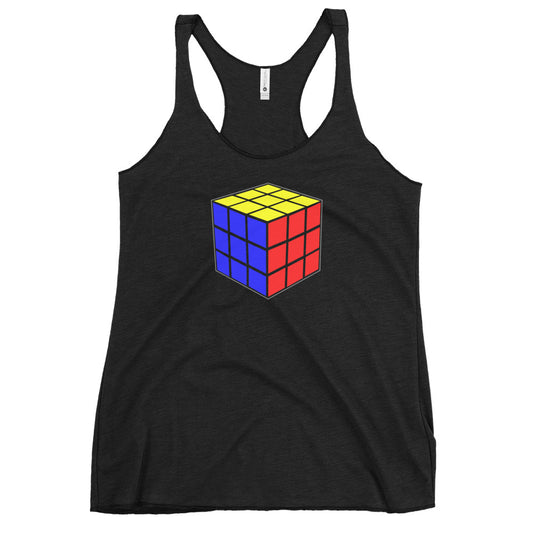Speed Cube graphic on women's racerback tank, front view