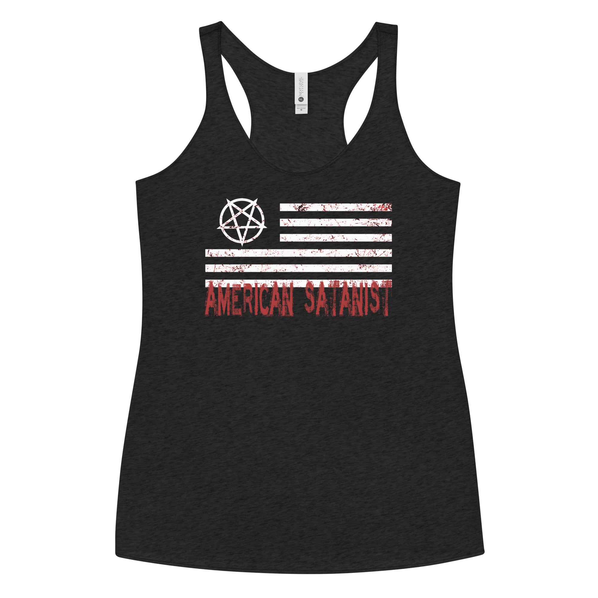 American Satanist Pentagram Bloody Flag Women's Racerback Tank Top Shirt
