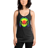 Heat Vision Predalien graphic on women's racerback tank, front view
