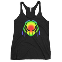 Heat Vision Predalien graphic on women's racerback tank, front view