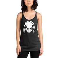 Predalien graphic on women's racerback tank, front view