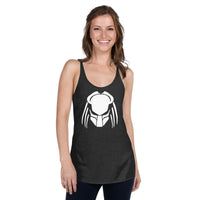Predalien graphic on women's racerback tank, front view