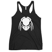Predalien graphic on women's racerback tank, front view