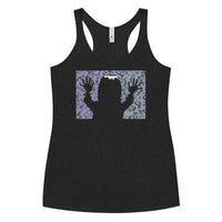 They're Here Poltergeist graphic on women's racerback tank, front view