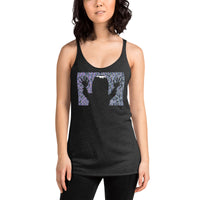 They're Here Poltergeist graphic on women's racerback tank, front view