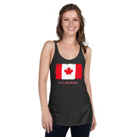 Canadian Flag Maple Leaf graphic on women's racerback tank, front view