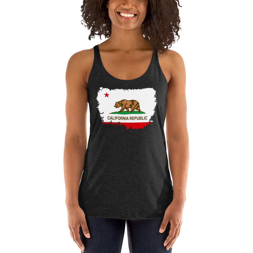California State Flag Torn and battered Women's Racerback Tank Top Shirt