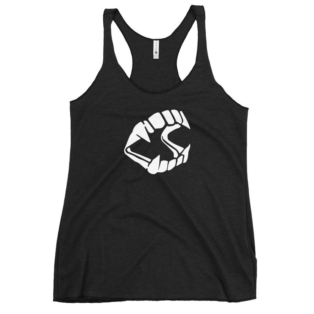 White Novelty Vampire Fangs Toy Dracula Teeth Women's Racerback Tank Top Shirt