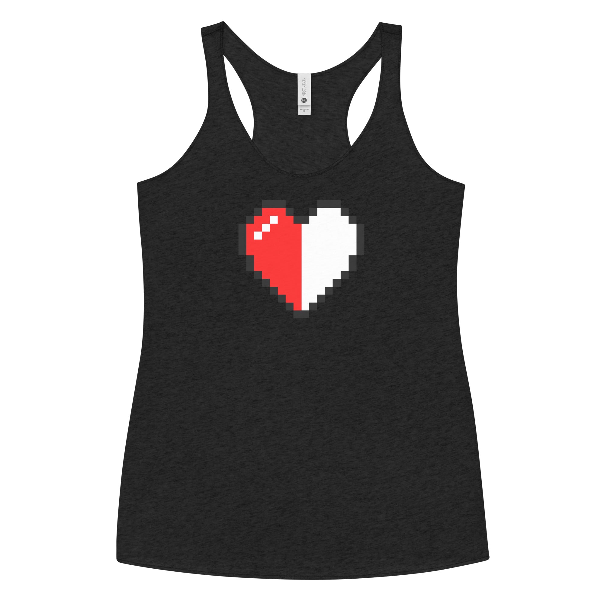 Retro 8 Bit Video Game Pixelated Half Heart Women's Racerback Tank Top Shirt