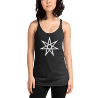 Elven Star graphic on women's racerback tank, front view