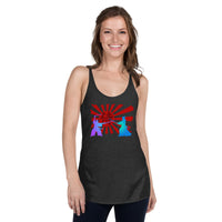 Samurai Warriors Duel graphic on women's racerback tank, front view