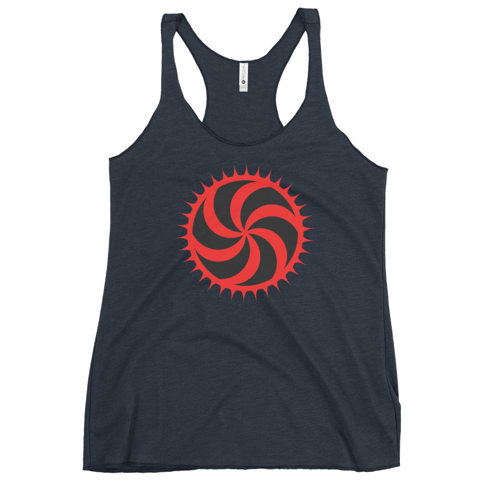 Red Deadly Swirl Spike Alchemy Symbol Women's Racerback Tank Top Shirt