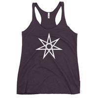 Elven Star graphic on women's racerback tank, front view