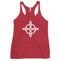 Witches' Knot graphic on women's racerback tank, front view