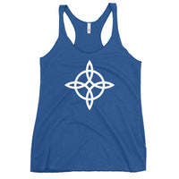 Witches' Knot graphic on women's racerback tank, front view