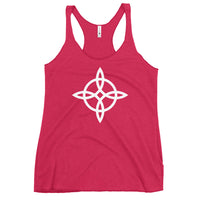 Witches' Knot graphic on women's racerback tank, front view