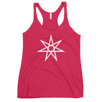 Elven Star graphic on women's racerback tank, front view